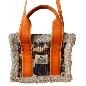 Urban Outfitters Crossbody Camo Corduroy + Sherpa Mini Tote, Adjustable Strap